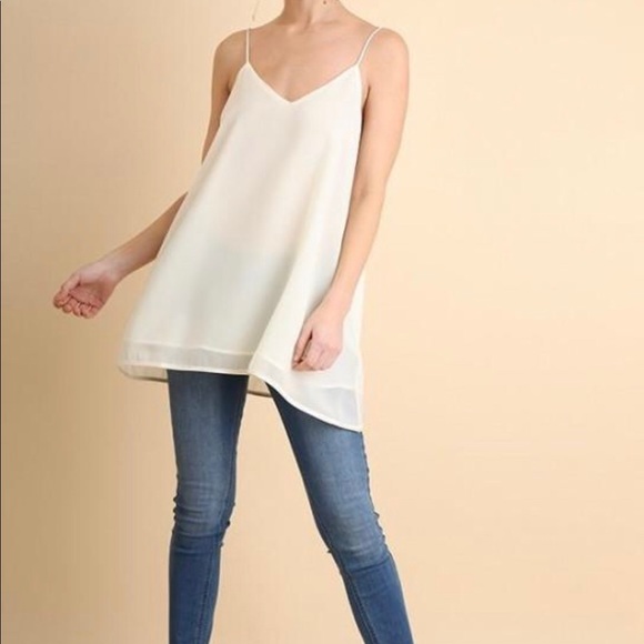 Last 1! Umgee chiffon strappy cream camisole small - Picture 4 of 10